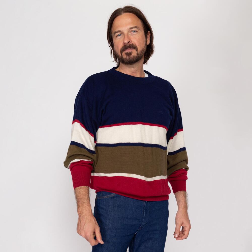 Vintage 80s Oscar De La Renta Striped Sweater - Large